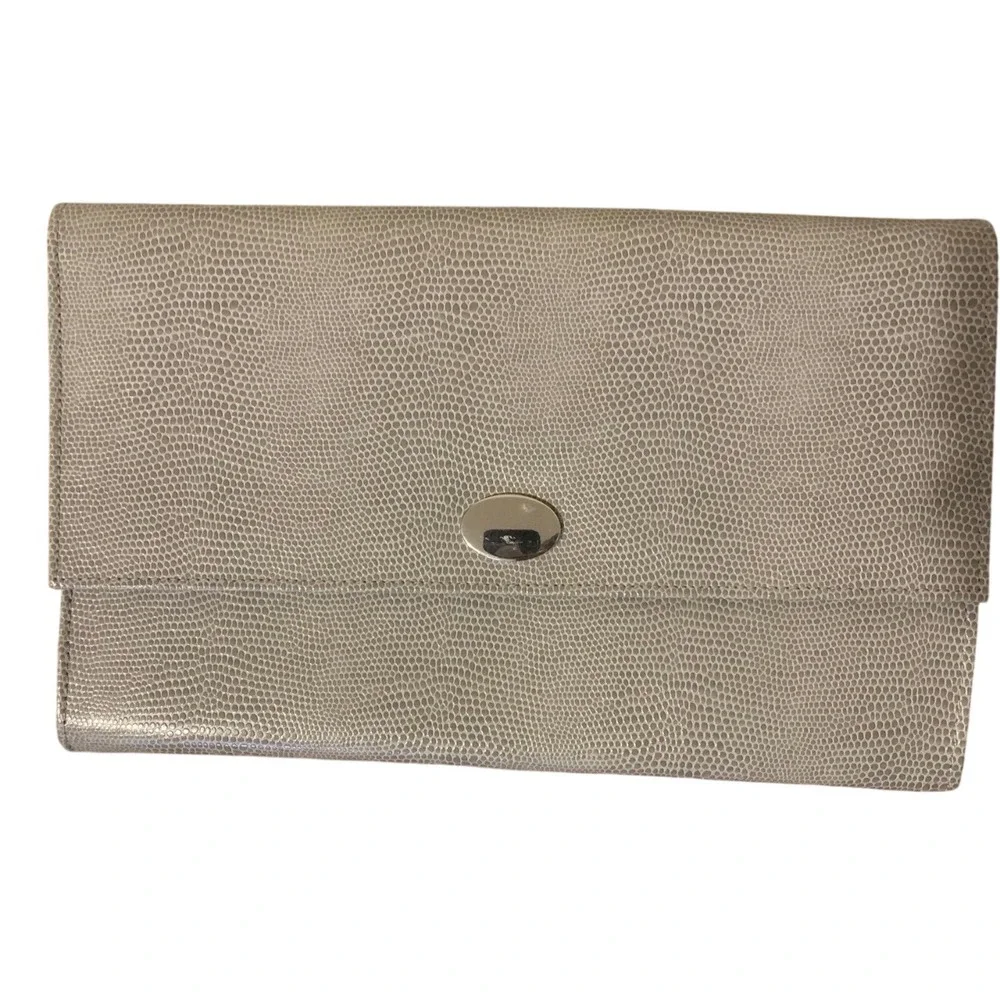 Grey Lizard Embossed Jewelry Travel Organizer Clutch Case Multi Compartment